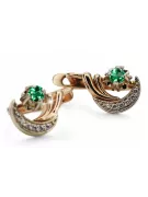 Ruso 14K Rose blanco oro pendientes diamantes de esmeralda ruso estilo vintage ved093rw-em