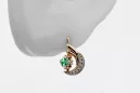 Ruso 14K Rose blanco oro pendientes diamantes de esmeralda ruso estilo vintage ved093rw-em