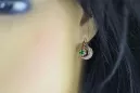 Ruso 14K Rose blanco oro pendientes diamantes de esmeralda ruso estilo vintage ved093rw-em