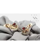 Russian 14K Rose White Gold Ruby diamonds earrings Russian Soviet Vintage style ved093rw-rb