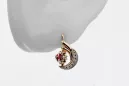 Russian 14K Rose White Gold Ruby diamonds earrings Russian Soviet Vintage style ved093rw-rb