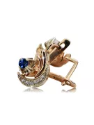 Russian 14K Rose White Gold Sapphire diamonds earrings Russian Soviet Vintage style ved093rw-sp