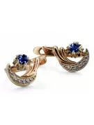 Russian 14K Rose White Gold Sapphire diamonds earrings Russian Soviet Vintage style ved093rw-sp