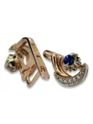 Russian 14K Rose White Gold Sapphire diamonds earrings Russian Soviet Vintage style ved093rw-sp