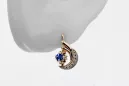 Russian 14K Rose White Gold Sapphire diamonds earrings Russian Soviet Vintage style ved093rw-sp