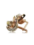 Russian 14K Rose White Gold Peridot diamonds earrings Russian Soviet Vintage style ved093rw-yp
