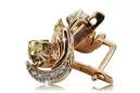 Russian 14K Rose White Gold Peridot diamonds earrings Russian Soviet Vintage style ved093rw-yp