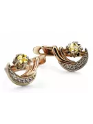 Russian 14K Rose White Gold Peridot diamonds earrings Russian Soviet Vintage style ved093rw-yp