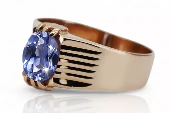 Пръстен с александрит 585, червено и розово 14K, vrc007r, руски, съветски, винтидж стил