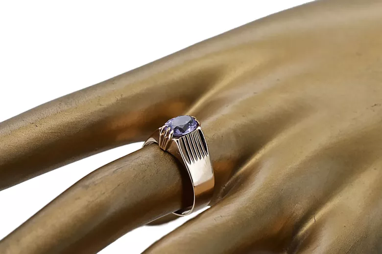 Ruso soviético rosa 14k 585 oro Alexandrite Ruby Esmeralda zafiro anillo Zircon vrc007