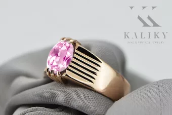 Amatista Oro rosa antiguo original de 14k Anillo Artesanía vintage vrc007r