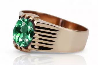 Пръстен Смарагд Оригинално ретро 14k розово злато Винтидж крафт vrc007r
