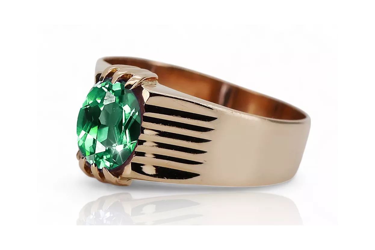 Anneau Artisanat vintage Émeraude Or rose 14 carats vintage d'origine vrc007r