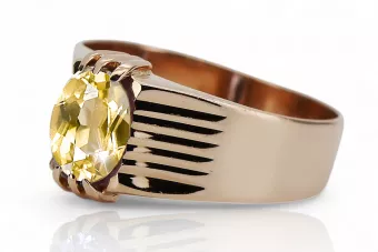 Пръстен Винтидж стил Жълт перидот Оригинално ретро 14k розово злато vrc007r