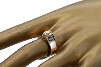 الذهب الوردي الأصلي اللون الأصفر خاتم فينتاج vrc007r