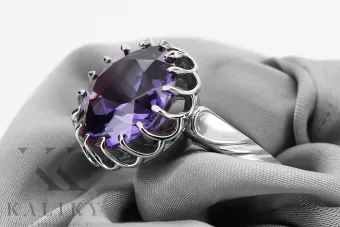 Стерлинг сребро 925 Александрит пръстен Руски съветски винтаж стил vrc035s