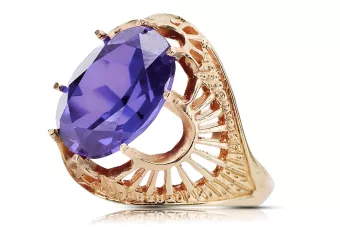 Prsten růžové červené zlato 14k 585 s Alexandrite VRC003R vintage ruský styl