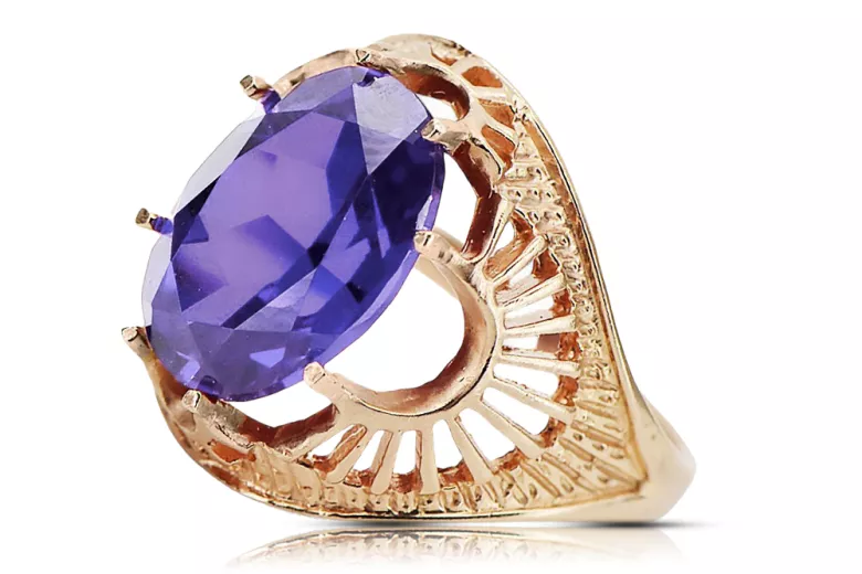 Russian Soviet rose 14k 585 gold Alexandrite Ruby Emerald Sapphire Zircon ring  vrc014