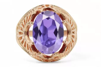 Rusiškas sovietinis rožinio 14 karatų 585 aukso aleksandrito, rubino, smaragdo, safyro, cirkonio žiedas vrc014