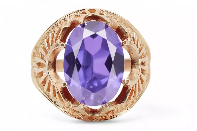 Russian Soviet rose 14k 585 gold Alexandrite Ruby Emerald Sapphire Zircon ring  vrc014