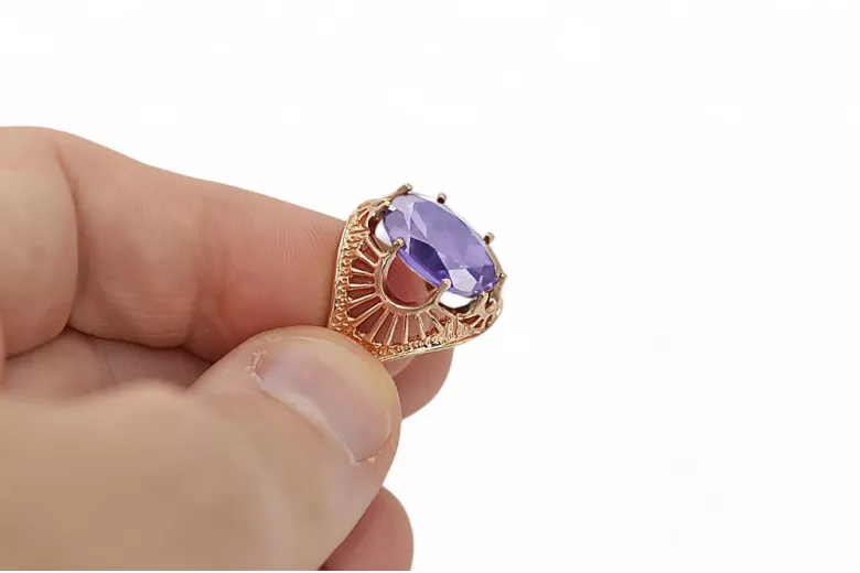 Russian Soviet rose 14k 585 gold Alexandrite Ruby Emerald Sapphire Zircon ring  vrc014