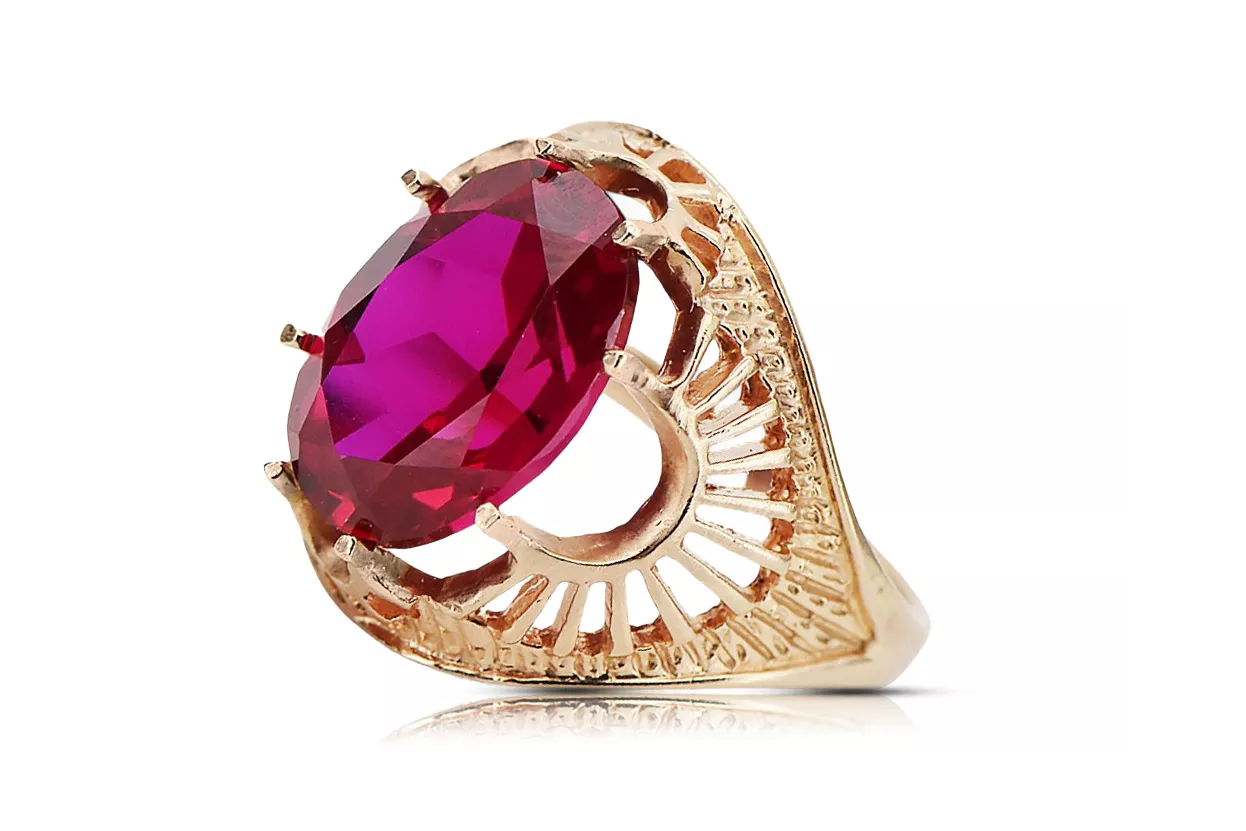 Ring Vintage Stil Rubinrot Originales Vintage-Roségold aus 14 Karat vrc003r