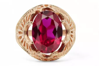 Пръстен Винтидж стил Рубин Оригинално ретро 14k розово злато vrc003r