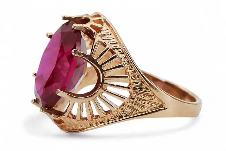 Joyería vintage Anillo Rubí Oro rosa antiguo original de 14k vrc003r