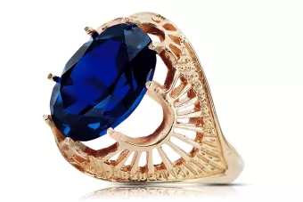 Estilo vintage Anillo Zafiro Oro rosa antiguo original de 14k vrc003r