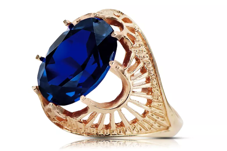 Ring Vintage Schmuck Saphir Originales Vintage-Roségold aus 14 Karat vrc003r