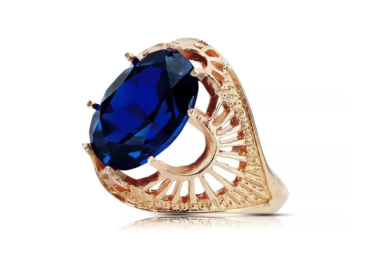 Estilo vintage Anillo Zafiro Oro rosa antiguo original de 14k vrc003r