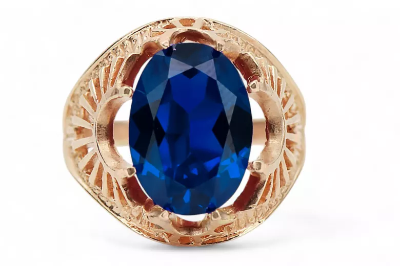 Ring Vintage Schmuck Saphir Originales Vintage-Roségold aus 14 Karat vrc003r