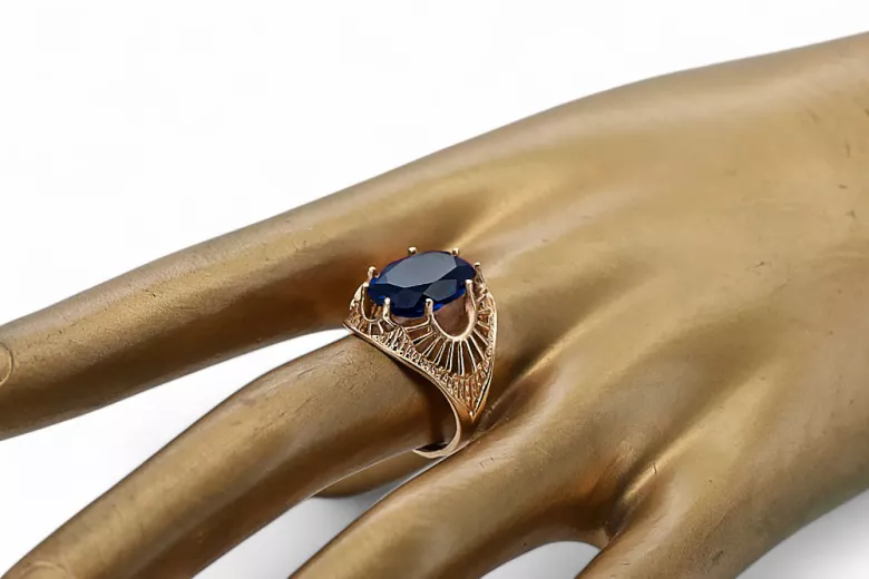 Ring Vintage Schmuck Saphir Originales Vintage-Roségold aus 14 Karat vrc003r