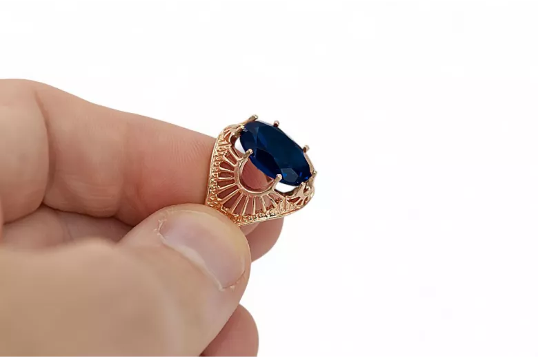 Ring Vintage Schmuck Saphir Originales Vintage-Roségold aus 14 Karat vrc003r