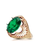 Anneau Émeraude Or rose 14 carats vintage d'origine Artisanat vintage vrc003r