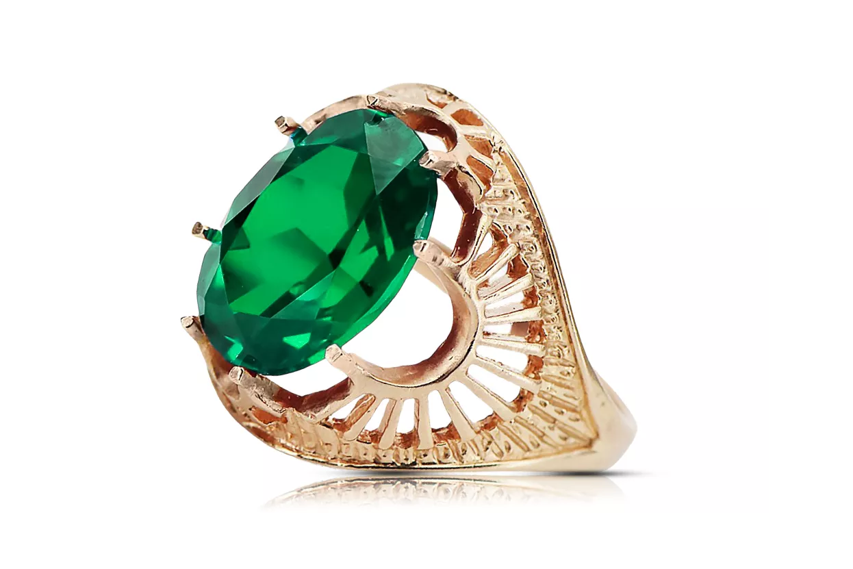 Original Vintage 14K Rose Gold Emerald Ring Vintage Jewlery vrc003r