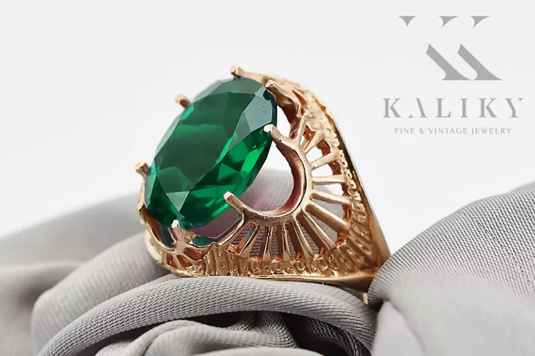 Ring Smaragd Originales Vintage-Roségold aus 14 Karat Vintage Stil vrc003r
