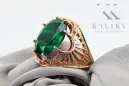 Anneau Émeraude Or rose 14 carats vintage d'origine Artisanat vintage vrc003r
