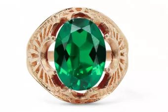 Esmeralda Oro rosa antiguo original de 14k Anillo Estilo vintage vrc003r