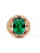 Anneau Émeraude Or rose 14 carats vintage d'origine Artisanat vintage vrc003r