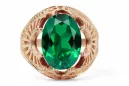 Anneau Émeraude Or rose 14 carats vintage d'origine Artisanat vintage vrc003r