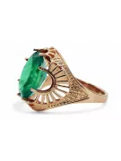 Anneau Émeraude Or rose 14 carats vintage d'origine Artisanat vintage vrc003r