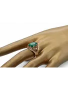 Anneau Émeraude Or rose 14 carats vintage d'origine Artisanat vintage vrc003r
