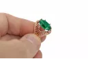 Anneau Émeraude Or rose 14 carats vintage d'origine Artisanat vintage vrc003r