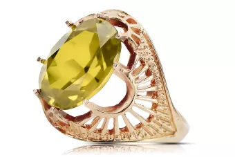 Жълт перидот Оригинално ретро 14k розово злато Пръстен Винтидж стил vrc003r