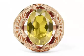Péridot jaune Or rose 14 carats vintage d'origine Anneau Style vintage vrc003r