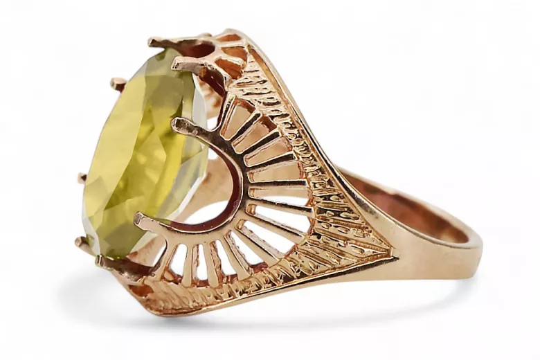 Péridot jaune Or rose 14 carats vintage d'origine Anneau Style vintage vrc003r
