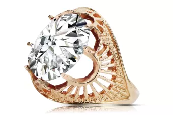 Vintažiniai papuošalai Žiedas Žirkoniai Originalus 14k rožinio aukso vintage vrc003r