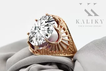 Vintažiniai papuošalai Žiedas Žirkoniai Originalus 14k rožinio aukso vintage vrc003r