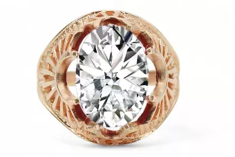 Artisanat vintage Anneau Zircon Or rose 14 carats vintage d'origine vrc003r